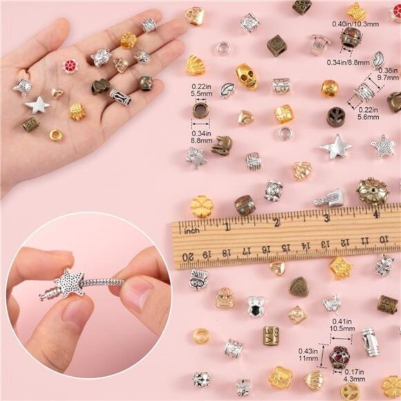 100 Gram Large Hole Beads for Jewelry Making, Craft Beads with Holes, - Picture 3 of 7